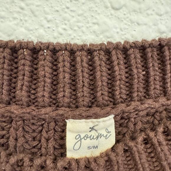 Goumi Women's Chunky Knit Sweater Size S/M Bark Brown 100% Organic Cotton - Picture 4 of 4